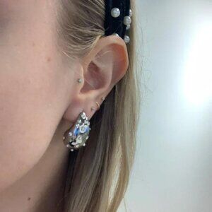 The Pia Silver big chunky statement stud teardrop tear drop earrings pearl